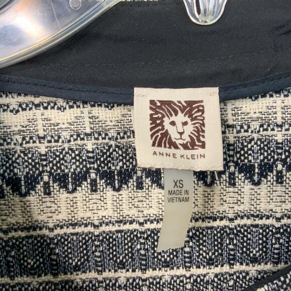 Anne Klein Cream & Navy Open Front Jacket - Picture 7 of 11